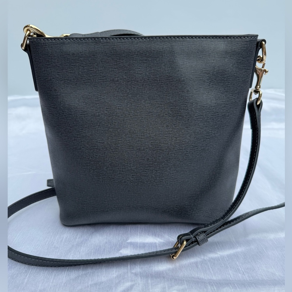 Dooney & Bourke Saffiano Leather Crossbody Bag Black Small Zip Purse - Picture 9 of 17